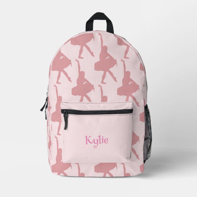 Girls Pink Ballet School Printed Backpack (Front)