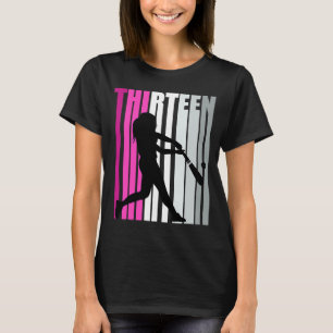 Girls Pink Baseball 13th Birthday Base Run On Soft T-Shirt