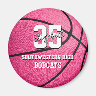 Girl's pink basketball team sports gifts magnet