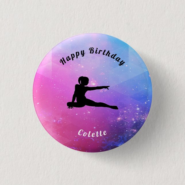 Girls Pink / Blue Happy Birthday Button (Front)