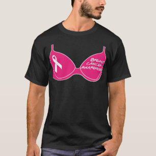 Girls Pink Cancer Womens Bra PushUp Breast Support T-Shirt