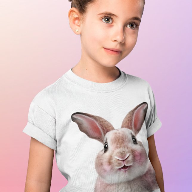 Girls Pink Cute Funny Bunny Rabbit T-Shirt (Creator Uploaded)