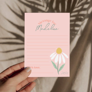 Girls Pink Daisy First Birthday Time Capsule Cards