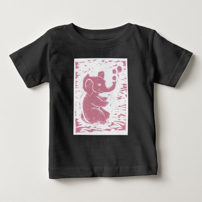Girl's Pink Elephant Baby aparel Baby T-Shirt (Front)