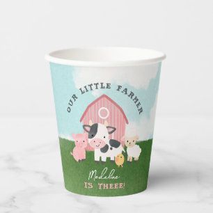 Girls Pink Farm Animal Barn 3rd Birthday Paper Cups