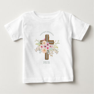 Girls Pink floral BAUTIZO Baptism Bautismo Named Baby T-Shirt
