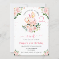 Girls Pink Floral This Little Piggy Birthday