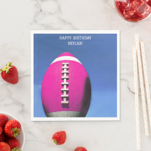 Girls Pink Football Birthday party paper  Napkin