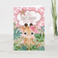 Girl's Pink Jungle Giraffe Theme 4th Birthday