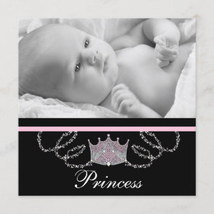 Girls Pink Princess Birth Announcements