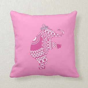 Girl's Pink Princess Cute Elephant American MoJo P Cushion