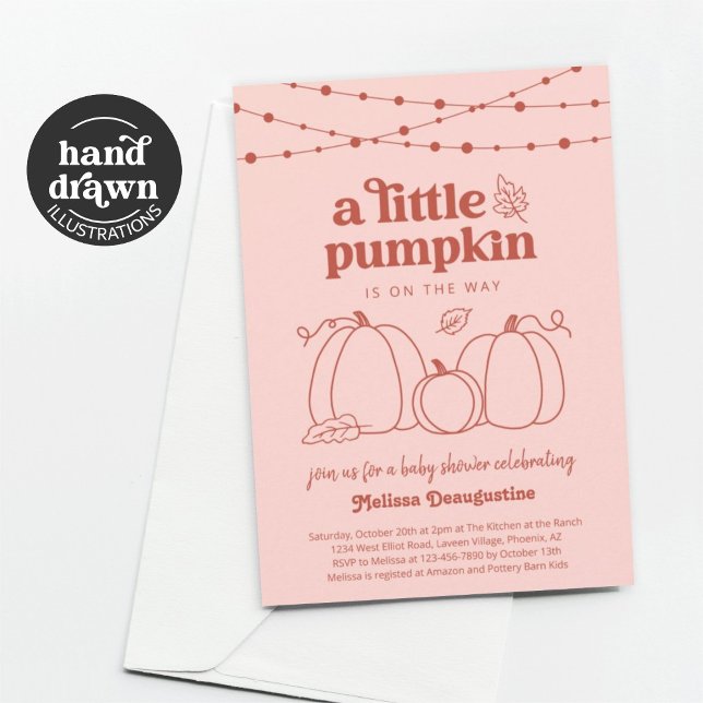 Girls Pink Pumpkin Baby Shower Invitation (Creator Uploaded)