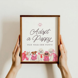Girls Pink Puppy Birthday Adopt a Puppy Sign