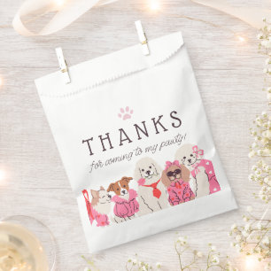Girls Pink Puppy Pawty Birthday  Favour Bag