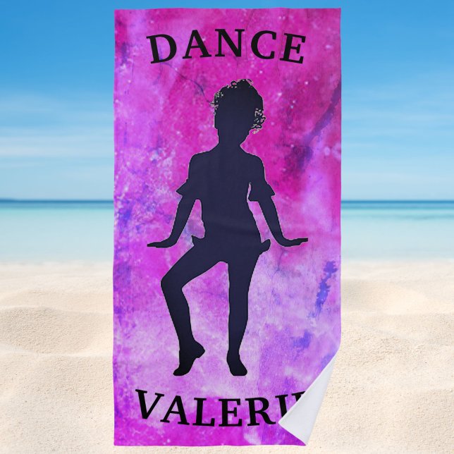 Girls Pink Purple Galaxy Dance Beach Towel (Creator Uploaded)