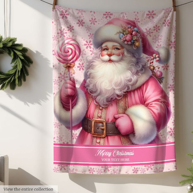  Girls Pink Santa Claus Blanket Pinkmas Custom ( Girls Pink Santa Claus Blanket Pinkmas Custom Name)
