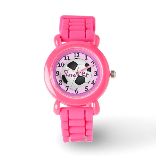 Girls Pink Soccer Watch for Kids (Front)