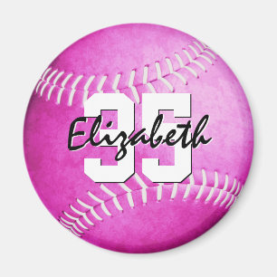 girls pink softball personalised team gifts magnet