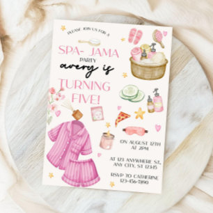 Girls Pink Spa-Jama Sleepover Birthday Invitation