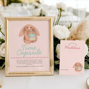 Girls Pink Woodland Bunny Time Capsule Sign