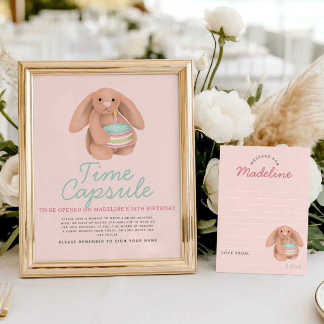 Girls Pink Woodland Bunny Time Capsule Sign (Creator Uploaded)