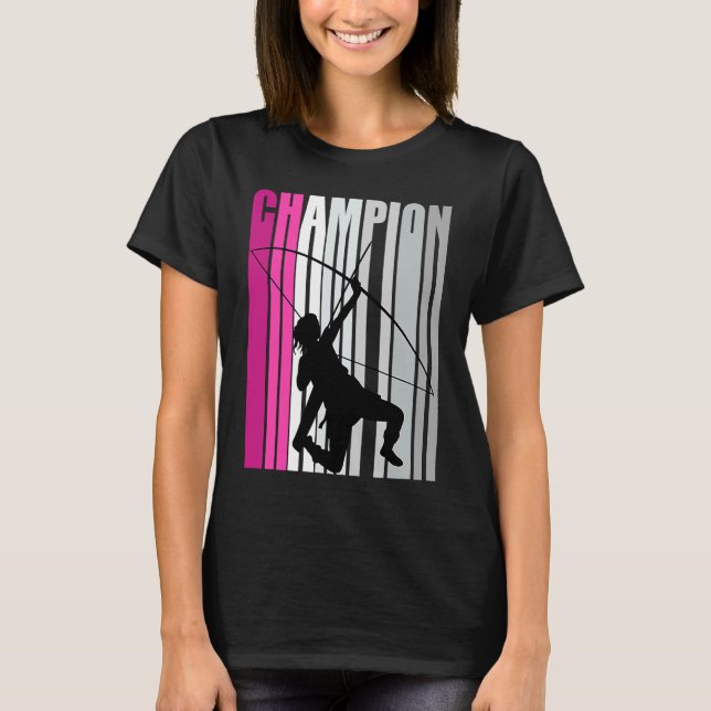Girls Pinky Archery Champion Birthday Retro Distre T-Shirt (Front)