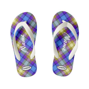 Girl's Plaid Flip-flops HAMbWG Kid's Flip Flops