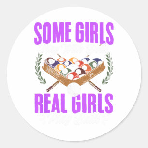 Girls Play With Snooker Pool Players Girl Billiard Classic Round Sticker