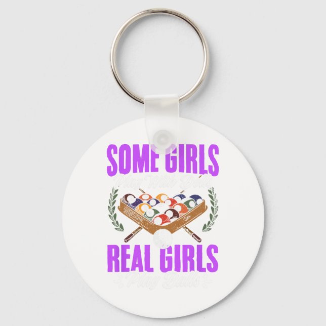 Girls Play With Snooker Pool Players Girl Billiard Key Ring (Front)
