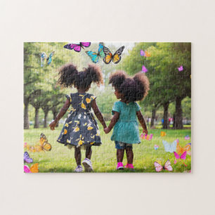 Girls Playing 3 Bold and Beautiful Jigsaw Puzzle