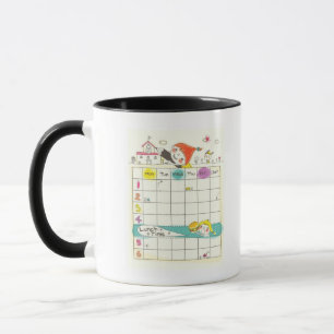 Girls playing by school and timetable mug