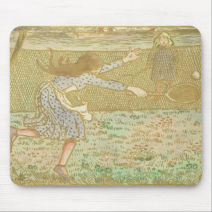 Girls Playing Tennis, from 'Woodcuts in Line and C Mouse Pad