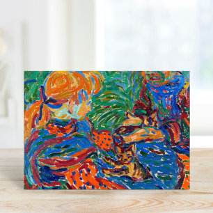 Girls Playing with Cats   Ernst Ludwig Kirchner Card