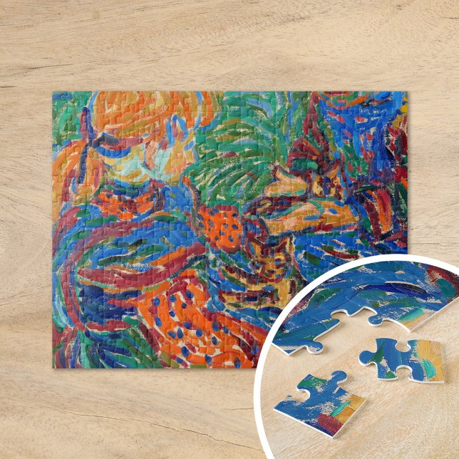 Girls Playing with Cats | Ernst Ludwig Kirchner Jigsaw Puzzle (Creator Uploaded)