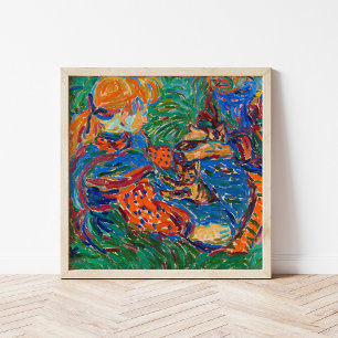 Girls Playing with Cats   Ernst Ludwig Kirchner Poster