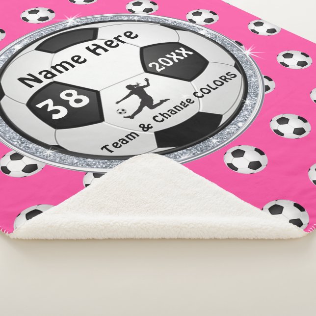 Girls Plush Soccer Blanket Personalised Your COLOR (3/4)
