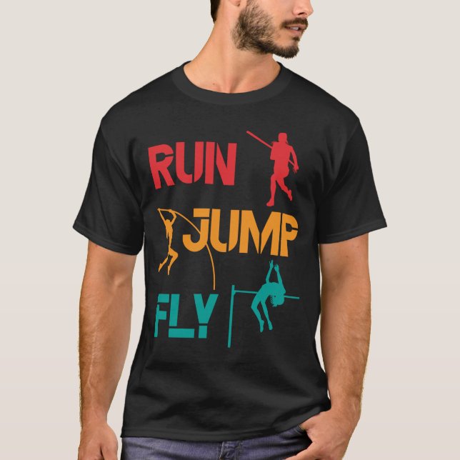 Girls Pole Vaulting Running Jumping T-Shirt (Front)