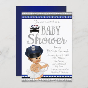 Girls Police Baby Shower Invitations