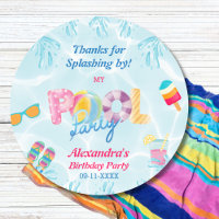 Girls Pool Party Birthday Favour Thank You