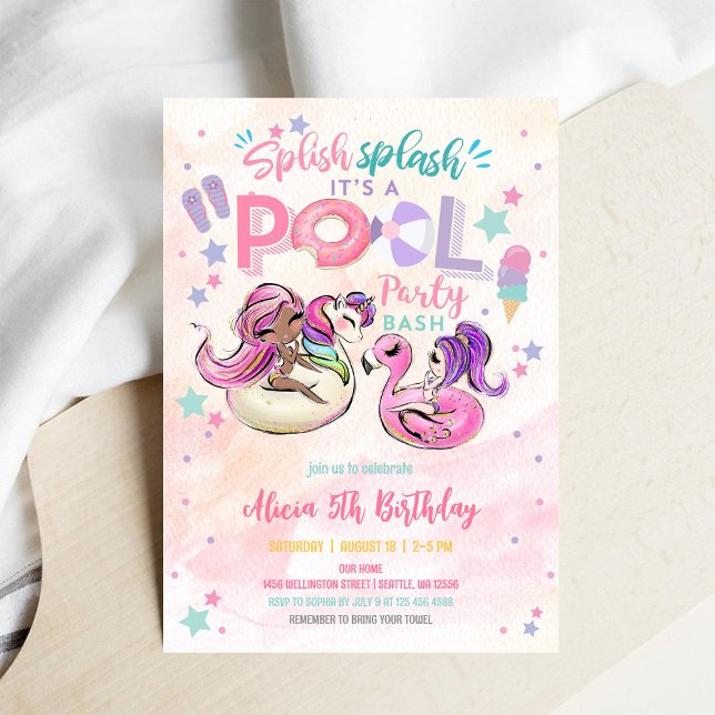 Girls Pool Party Birthday Invitation (Creator Uploaded)