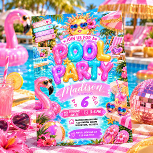 Girls Pool Party Birthday Invitation