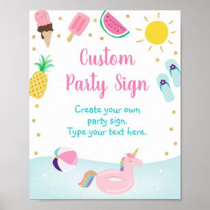 Girls Pool Party Birthday Sign