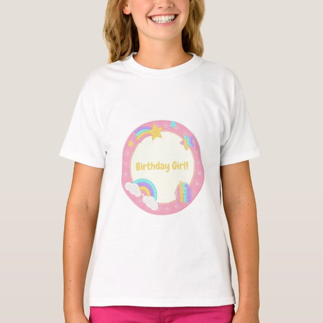 Girl's Pop It Fidget Birthday T-Shirt (Front)