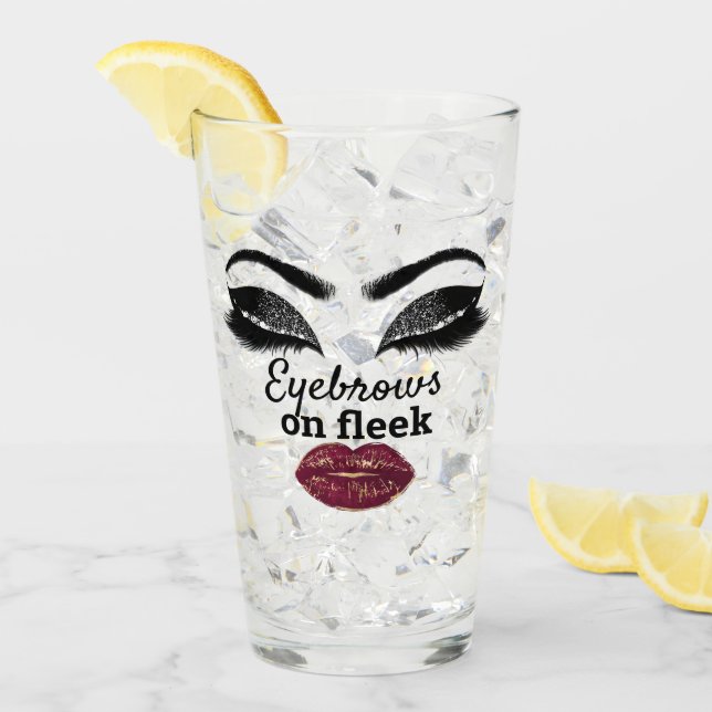 Girls Power Custom Bridal Red Kiss Lips Lashes Glass (Front Ice)