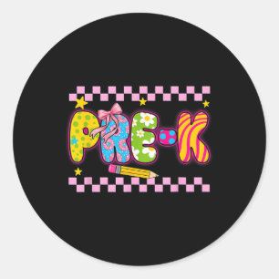 Girls Pre-k Back To School Coquette Preppy Floral Classic Round Sticker