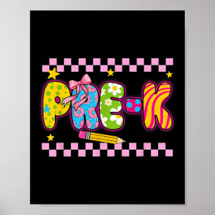 Girls Pre-k Back To School Coquette Preppy Floral  Poster