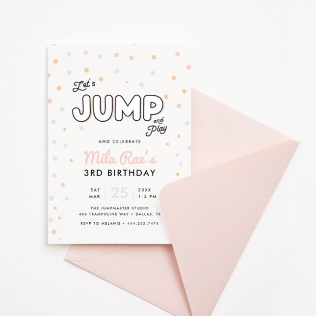 Girls' Preppy Jump & Bounce Party Invitation (Creator Uploaded)