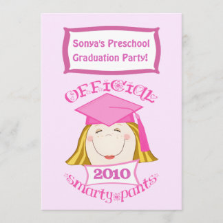 Girls Preschool / Kindergarten Graduation Party Invitation