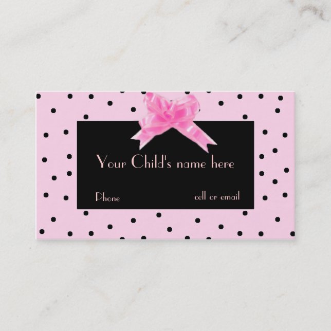 Girl's Pretty In Pink calling card (Front)