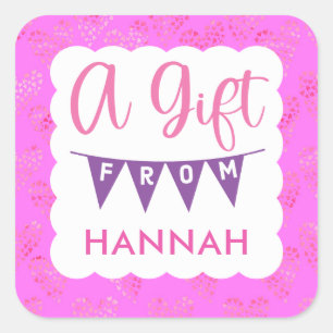 Girls Pretty Pink Birthday Gift Stickers